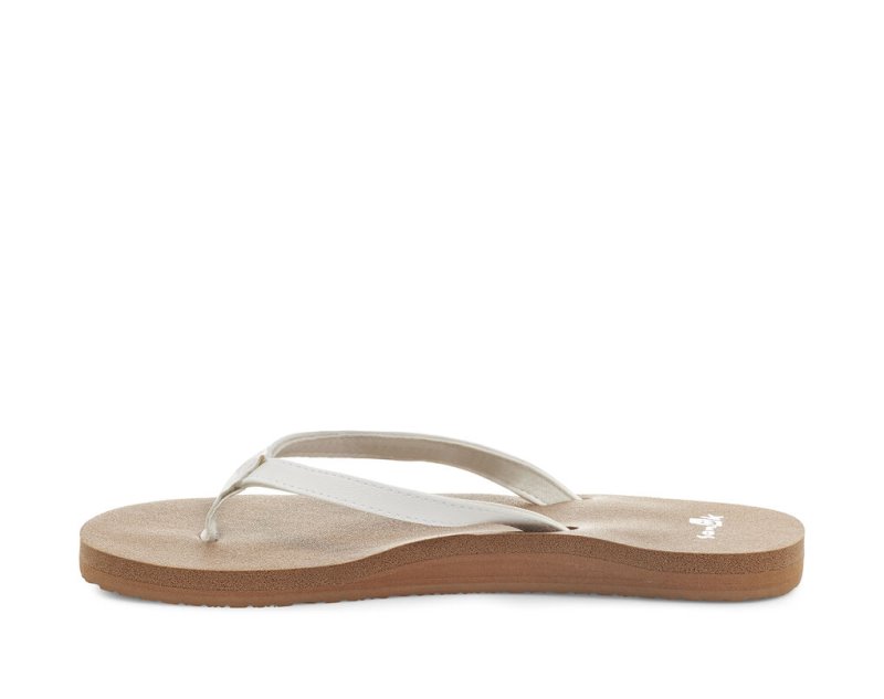 Sanuk Yoga Joy Women's Flip Flops White / Brown | Canada 64QMA